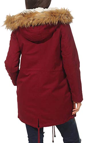 Malito Mujer Forrado Parka Capucha Invierno-Chaqueta Abrigo 81099 (S, Burdeos 81103)