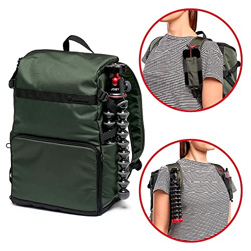 Manfrotto Street Slim Mochila para Cámaras Réflex y sin Espejo, Acceso Frontal y Trasero, Inserto Extraible para Cámera y Portátil, Mochila Compacta para Accesorios de Fotografía, Color Verde