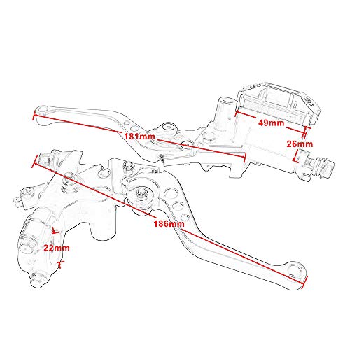 Manijas de la bomba de freno de la motocicleta de 22m m Kit de palanca de depósito maestro del cilindro hidráulico Para Kawasaki para Yamaha Scooter moto de deporte (Azul)