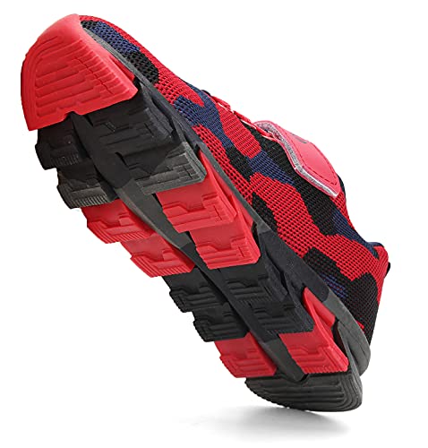 MAOGO - Zapatillas de deporte para niño, transpirables, diseño de camuflaje, color Rojo, talla 37 EU