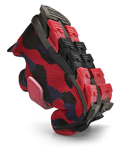 MAOGO - Zapatillas de deporte para niño, transpirables, diseño de camuflaje, color Rojo, talla 37 EU
