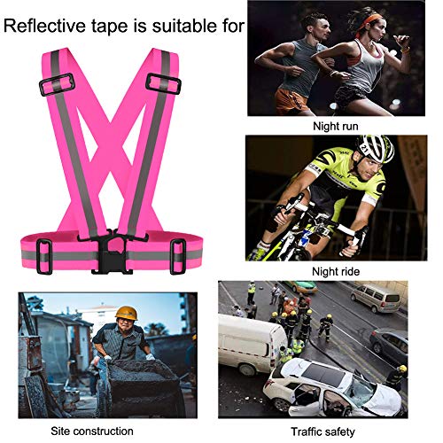 Maotrade Chalecos Reflectantes Ajustable Chaleco Reflectante Bicicleta Elasticidad Chaleco Bicicleta Hombre con 2 Brazaletes Reflectantes Aplicar para Hombre Mujer Adulto Moto Bicicleta Running