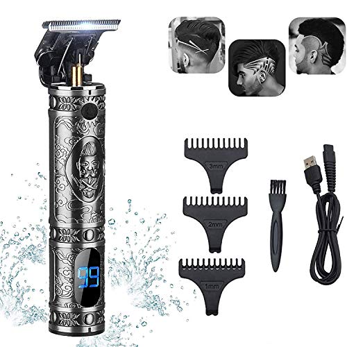 maquina cortar pelo profesional, cortadora de barba T Blade Zero Gapped, maquinilla de afeitar inalámbrica recargable con pantalla LED, maquinilla de afeitar eléctrica de 0 mm con corte al ras