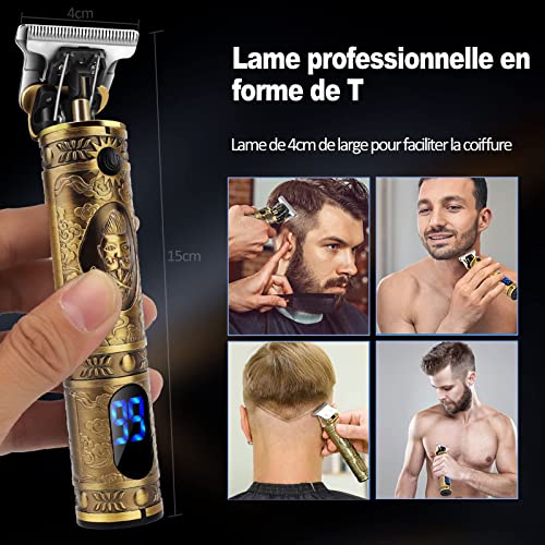 Maquina Cortar Pelo,Cortapelos Hombre Profesional,Recortadora Eléctrica Maquina de Afeitar con LED Pantalla,Carga Rápida USB Inalámbrica Cortadora de Pelo para Barba,Apto para familias/peluqueros