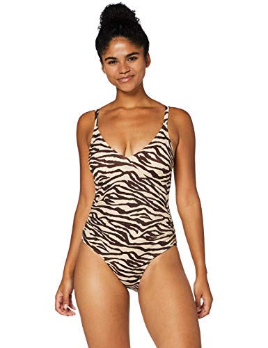 Marca Amazon - IRIS & LILLY Bañador Moldeador Mujer, Multicolor (Zebra)., XXL, Label: XXL