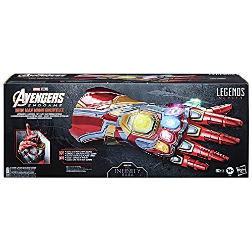 Marvel Legends Series - Nano Guante articulado electrónico de Iron Man con Luces, Sonidos de película y Gemas del Infinito Desmontables