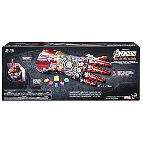 Marvel Legends Series - Nano Guante articulado electrónico de Iron Man con Luces, Sonidos de película y Gemas del Infinito Desmontables