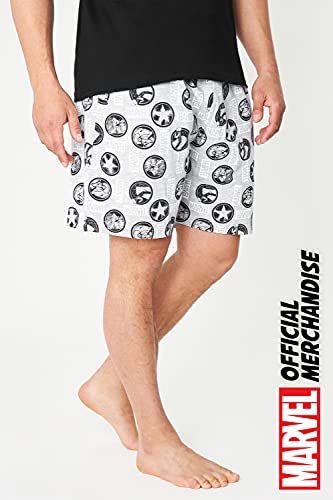 Marvel Pijama Hombre Verano, Conjunto Pijama para Hombre De Algodón, Pijama Corto con Iron Man, Capitán América, Hulk y Thor, Tallas Grandes Hombres M-3XL (3XL, Negro)