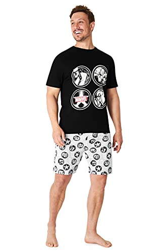 Marvel Pijama Hombre Verano, Conjunto Pijama para Hombre De Algodón, Pijama Corto con Iron Man, Capitán América, Hulk y Thor, Tallas Grandes Hombres M-3XL (3XL, Negro)