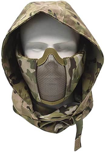 Máscara de Airsoft táctica Militar CS Protectora Paintball Capucha de Modo Dual con máscara de Red de Airsoft de Media Cara Plegable con Gafas