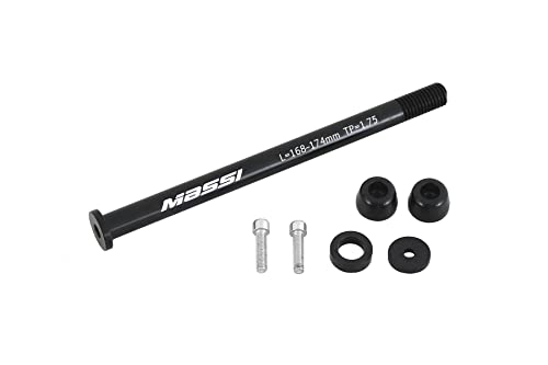 Massi Eje Entrenamiento, Rodillos para Bicicleta, Negro, L168-174mm M 12x1.75