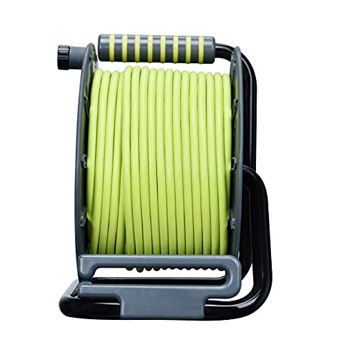 Masterplug Pro-XT Enrollacable 25m, Alargador 4 Eschufes Schuko, Extension Electico 3000w, Gris / Verde