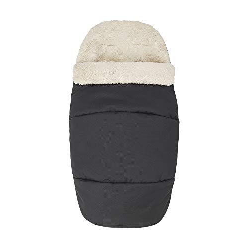 Maxi-Cosi Saco silla paseo invierno, saco cochecito bebé universal, forro polar interior protege al bebé del frío, del viento y de la lluvia, color essential black