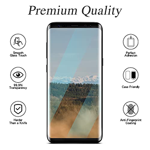 MAYtobe [2 piezas] Vidrio templado para Samsung Galaxy S8, Película protectora de pantalla [Borde curvo 3D] [Antiarañazos] [Sin burbujas] [Dureza 9H] [Sin huellas dactilares] [HD Clear]