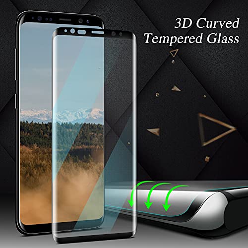 MAYtobe [2 piezas] Vidrio templado para Samsung Galaxy S8, Película protectora de pantalla [Borde curvo 3D] [Antiarañazos] [Sin burbujas] [Dureza 9H] [Sin huellas dactilares] [HD Clear]