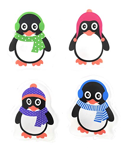 MC-Trend Juego de 4 calentadores de bolsillo con diseño de pingüinos para calentar las manos y los dedos, reutilizables