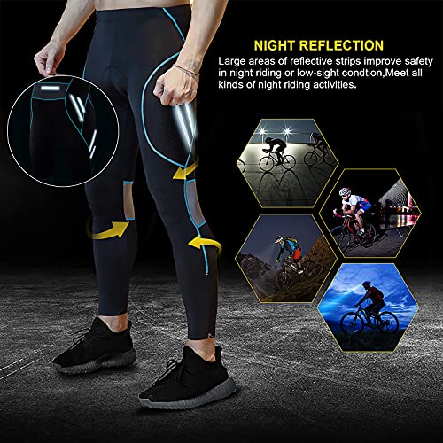 MEETWEE Hombres Pantalones de Ciclismo, Transpirable Bicicleta con 3D Gel Acolchado MTB Ciclismo Pantalones Largos