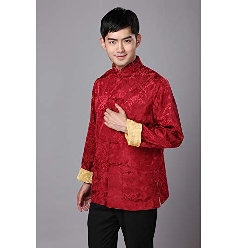 Meijunter Hombres Chino Ropa Traje Tang - Wing Chun Shaolin Tai Chi Tradicional Disfraz Artes Marciales Kung Fu Manga larga Chaqueta de doble cara Camisa Uniforme