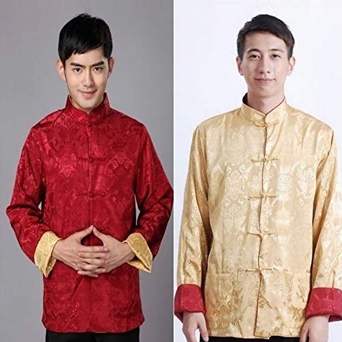 Meijunter Hombres Chino Ropa Traje Tang - Wing Chun Shaolin Tai Chi Tradicional Disfraz Artes Marciales Kung Fu Manga larga Chaqueta de doble cara Camisa Uniforme