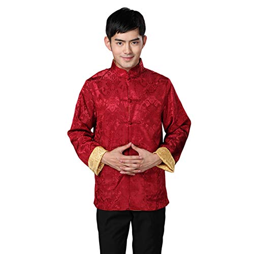 Meijunter Hombres Chino Ropa Traje Tang - Wing Chun Shaolin Tai Chi Tradicional Disfraz Artes Marciales Kung Fu Manga larga Chaqueta de doble cara Camisa Uniforme