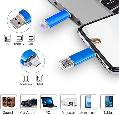 Memoria USB 64GB 2 en 1, Vansuny Pendrive 64 GB Micro USB 2.0 Dual OTG Flash Drive USB Stick Pen Drive (Azul)