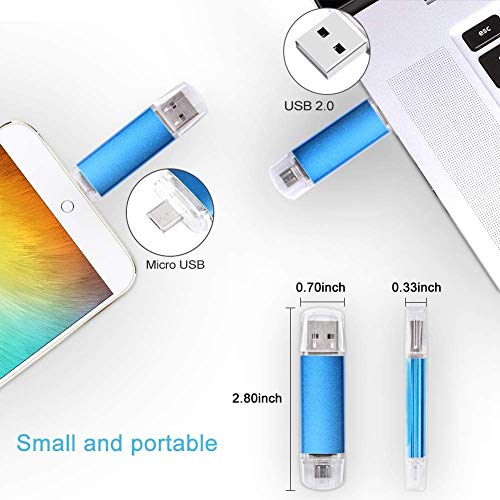 Memoria USB 64GB 2 en 1, Vansuny Pendrive 64 GB Micro USB 2.0 Dual OTG Flash Drive USB Stick Pen Drive (Azul)