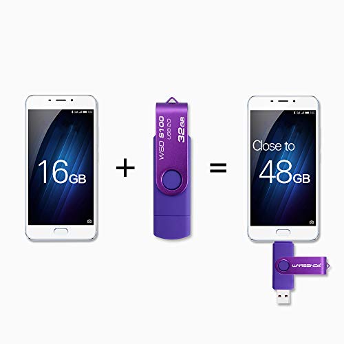 Memoria USB Pendrive 32GB 64GB 128GB Wansenda S100 OTG USB 2.0 para Dispositivos Android, PC/Tableta/Mac (32GB, Morado)