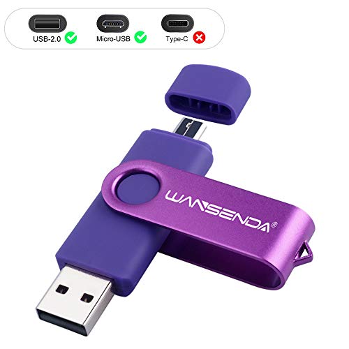 Memoria USB Pendrive 32GB 64GB 128GB Wansenda S100 OTG USB 2.0 para Dispositivos Android, PC/Tableta/Mac (32GB, Morado)