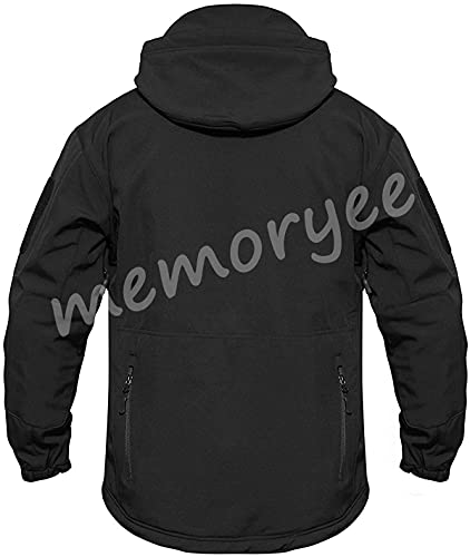 Memoryee Chaquetas de Softshell para Exteriores Impermeables para Hombres Abrigos tácticos Militares cálidos Camuflaje Abrigo/Black(New)/M