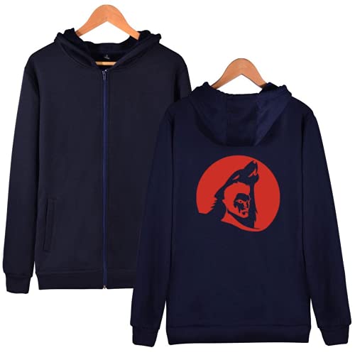 Mempire Derek Hale Sudaderas con capucha de algodón con cremallera unisex para adultos y niños, azul, XXX-Large