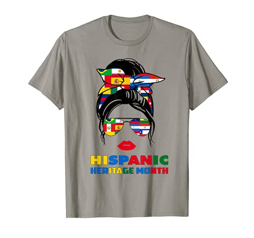 Mes Nacional de la Herencia Hispana Mujeres Latinas Moño desordenado Camiseta