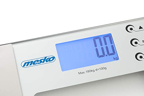 Mesko MS 8146 Báscula de Baño Digital, Análisis Corporal, Grasa Corporal, Peso Óseo, Peso del Agua en el Cuerpo, Peso Muscular, IMC, Vidrio Templado y Acero Inoxidable, hasta 180Kg, gris