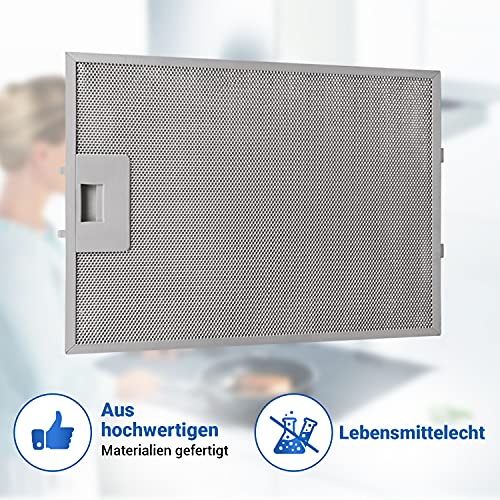 Metallfettfilterset 5 st. för köksfläkt ersättning för Bosch 00353121 310 x 250 mm metallfilter avtryckningsfilter metall fettpassare tillbehör för köksfläkt Constructa Balay Neff