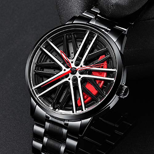 Mihawk Reloj De Cubo De Llanta De Coche, Reloj Deportivo 3D para Rueda De Coche para Hombre, Reloj Deportivo Impermeable De Moda, Malla De Cuarzo para Hombre con Reloj De Cubo De Llanta