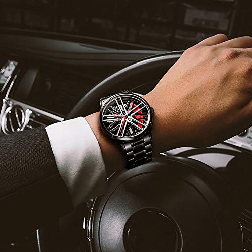 Mihawk Reloj De Cubo De Llanta De Coche, Reloj Deportivo 3D para Rueda De Coche para Hombre, Reloj Deportivo Impermeable De Moda, Malla De Cuarzo para Hombre con Reloj De Cubo De Llanta
