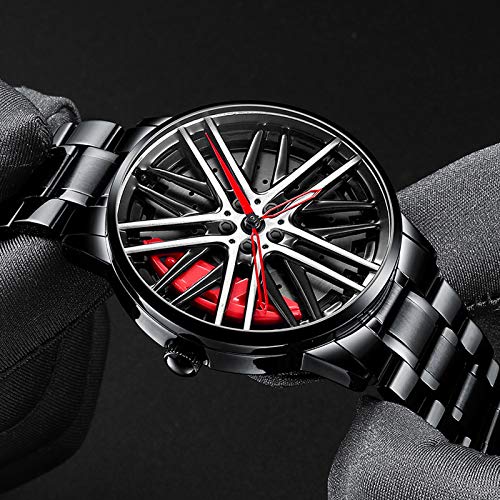 Mihawk Reloj De Cubo De Llanta De Coche, Reloj Deportivo 3D para Rueda De Coche para Hombre, Reloj Deportivo Impermeable De Moda, Malla De Cuarzo para Hombre con Reloj De Cubo De Llanta