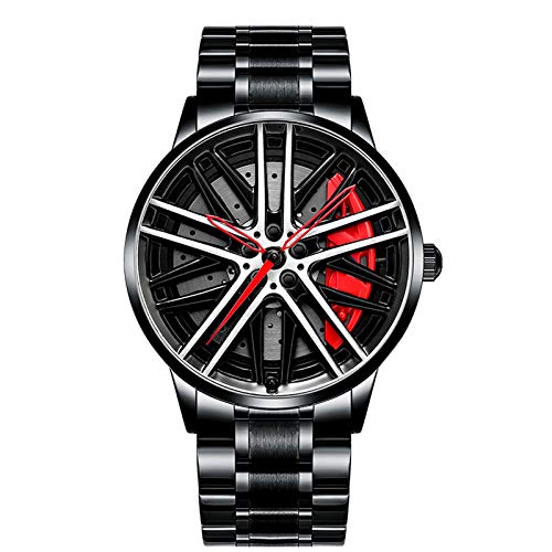 Mihawk Reloj De Cubo De Llanta De Coche, Reloj Deportivo 3D para Rueda De Coche para Hombre, Reloj Deportivo Impermeable De Moda, Malla De Cuarzo para Hombre con Reloj De Cubo De Llanta