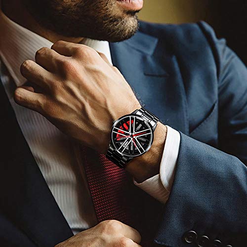 Mihawk Reloj De Cubo De Llanta De Coche, Reloj Deportivo 3D para Rueda De Coche para Hombre, Reloj Deportivo Impermeable De Moda, Malla De Cuarzo para Hombre con Reloj De Cubo De Llanta