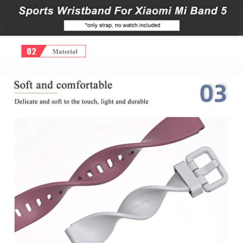 Mijobs Correas de Mi Band 5 & Mi Band 6, Correa Mi Band 6/5 Reemplazo Pulsera Impermeable Transpirable Resistente al Sudor Silicona Pulsera Correa (No Host)