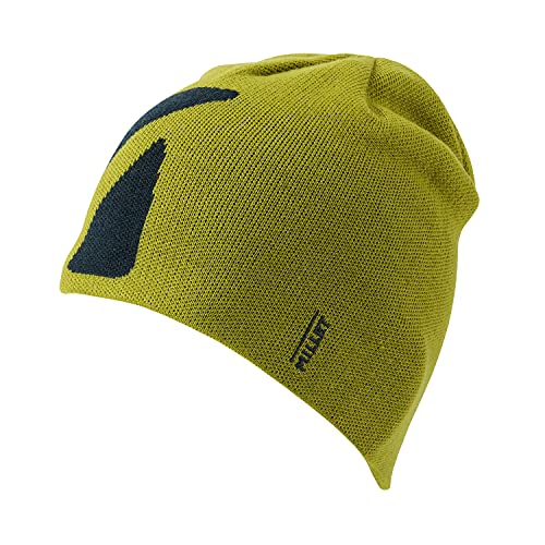 MILLET - Logo Beanie - Gorro Unisex de Lana Merina - Senderismo, Trekking, Día a Día - Amarillo/Azul