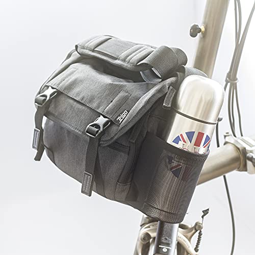Mini bolsa frontal para cámara Brompton / bolsa de batería (Ortlieb O Bag alternativa) en negro (bolsa + bloque frontal)