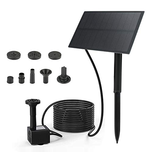 Mini bomba de fuente de panel accionado solar, 1,5 W, 160 l/h, kit de bomba de agua sumergible solar con 4 rociadores diferentes, para jardín al aire libre, estanque pequeño, piscina, pájaros