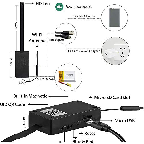 Mini Cámara WiFi,4K HD Nanny Cámara para Ver En El Movil IP VIgilancia WLAN Cámara con Visión Nocturna Detector de Movimiento para Hogar,Coches,Aviones,Oficina(2.4GHz)