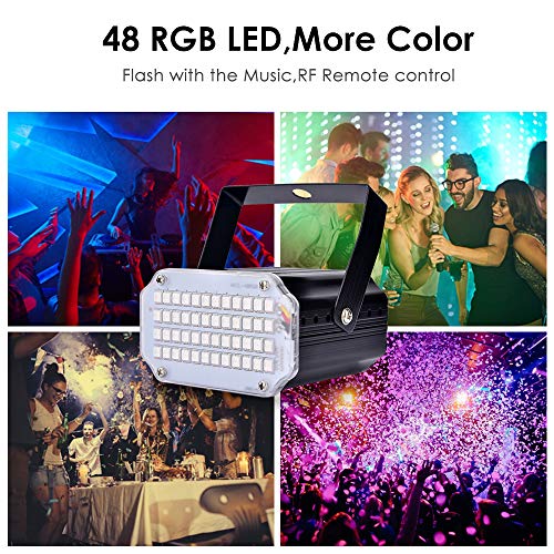Mini Luz Estroboscópica del LED, Hisome Activación por Sonido y Luz de Control de Velocidad de Destello Luz con 48 Brillante Iluminación del Escenario de Leds para Fiestas de Baile Cumpleaños DJ Bar