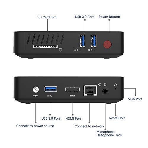 Mini PC Procesador Celeron Apollo Lake J3455 (hasta 2.3GHz), 8 GB LPDDR4 /SSD 128GB HDMI y VGA HD Display Dual WiFi USB 3.0 / BT 4.2 DIY M.2 NGFF SSD