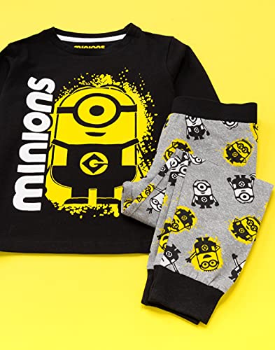 Minions Pijamas niños niños películas de Manga Larga Arriba y Gris Fondos PJS 11-12 años