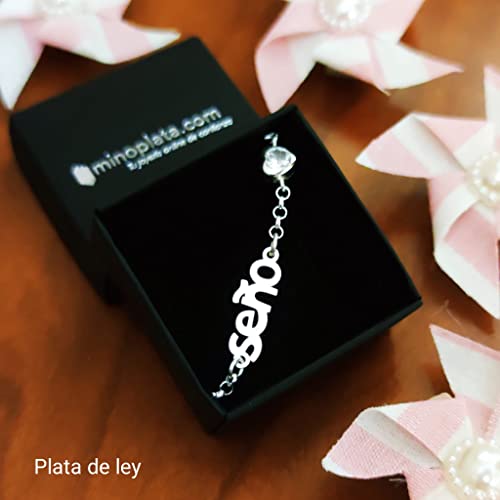 Minoplata Pulsera de Plata de ley con corazón Circonita para la seño preciosa para regalos de profesoras y maestras de infantil, primaria. Será un recuerdo para siempre