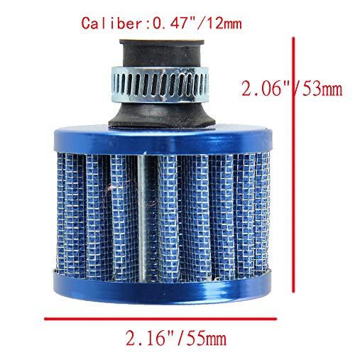 Mintice 12mm Mini azul cono de motor de coche universal de admisión de aire frío filtro de turbo limpio de ventilación del vehículo