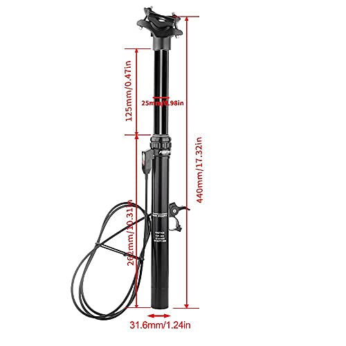 MiOYOOW Tija telescópica de 30,9 mm/31,6 mm para sillín de bicicleta de aleación de aluminio ajustable en altura