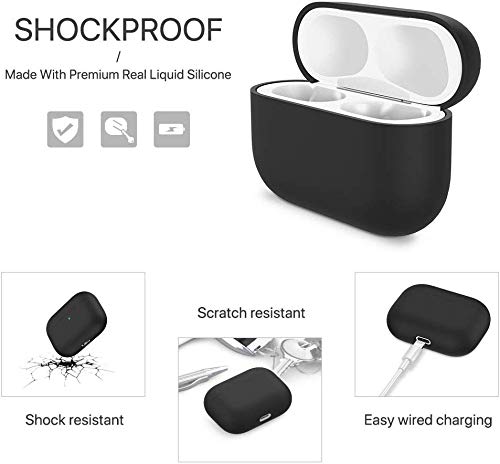 miracase MOVING LIFE Funda para Airpods Pro, Silicona líquida de Triple Capa, LED Visible y Funda rígida de Silicona a Prueba de Golpes (Negro)